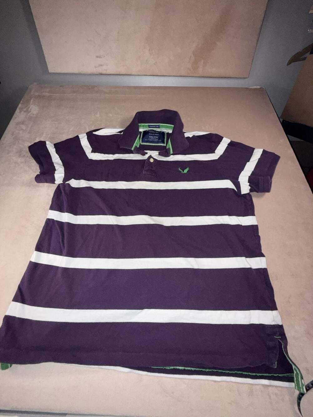 American Eagle Outfitters Classic Fit Purple XXL Striped  Polo (A4-2046)